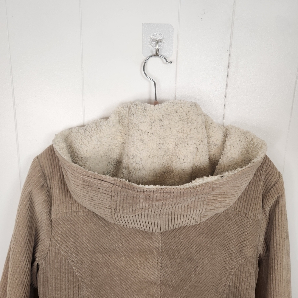 Vintage Brown Corduroy Sherpa Trim Winter Jacket Coat 90s Y2K Womens Size Medium - Picture 7 of 14